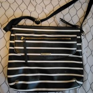 Liz Claiborne Black and White Striped Crossbody Bag